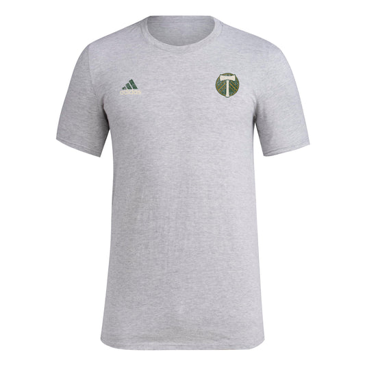 adidas Mens Short Sleeve Pre-Game T-Shirt Medium Grey Heather/Portland Timbers Large