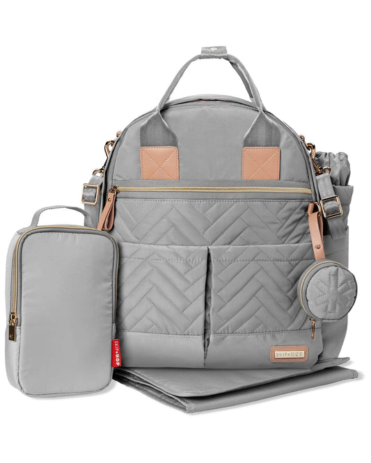 Skip Hop Diaper Bag Backpack: Suite 6-in-1 Diaper Backpack Set Multi-Function Baby Travel Bag with Changing Pad Stroller Straps Bottle Bag and Pacifier Pocket Dove Grey