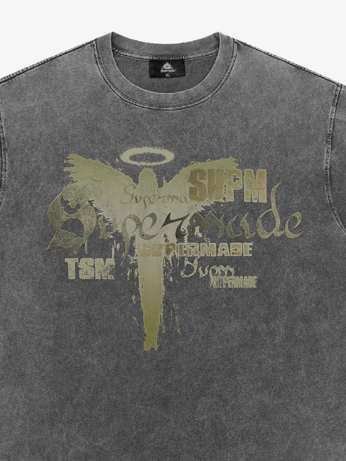 Distressed Washed Gothic Angel Graphic T-Shirt