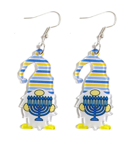 xuzhiyuan Hanukkah Acrylic Dangle Earrings Menorah Wooden Drop Earrings Dove Star of David Jewish Hanukkah Jewelry for Women Holiday-G