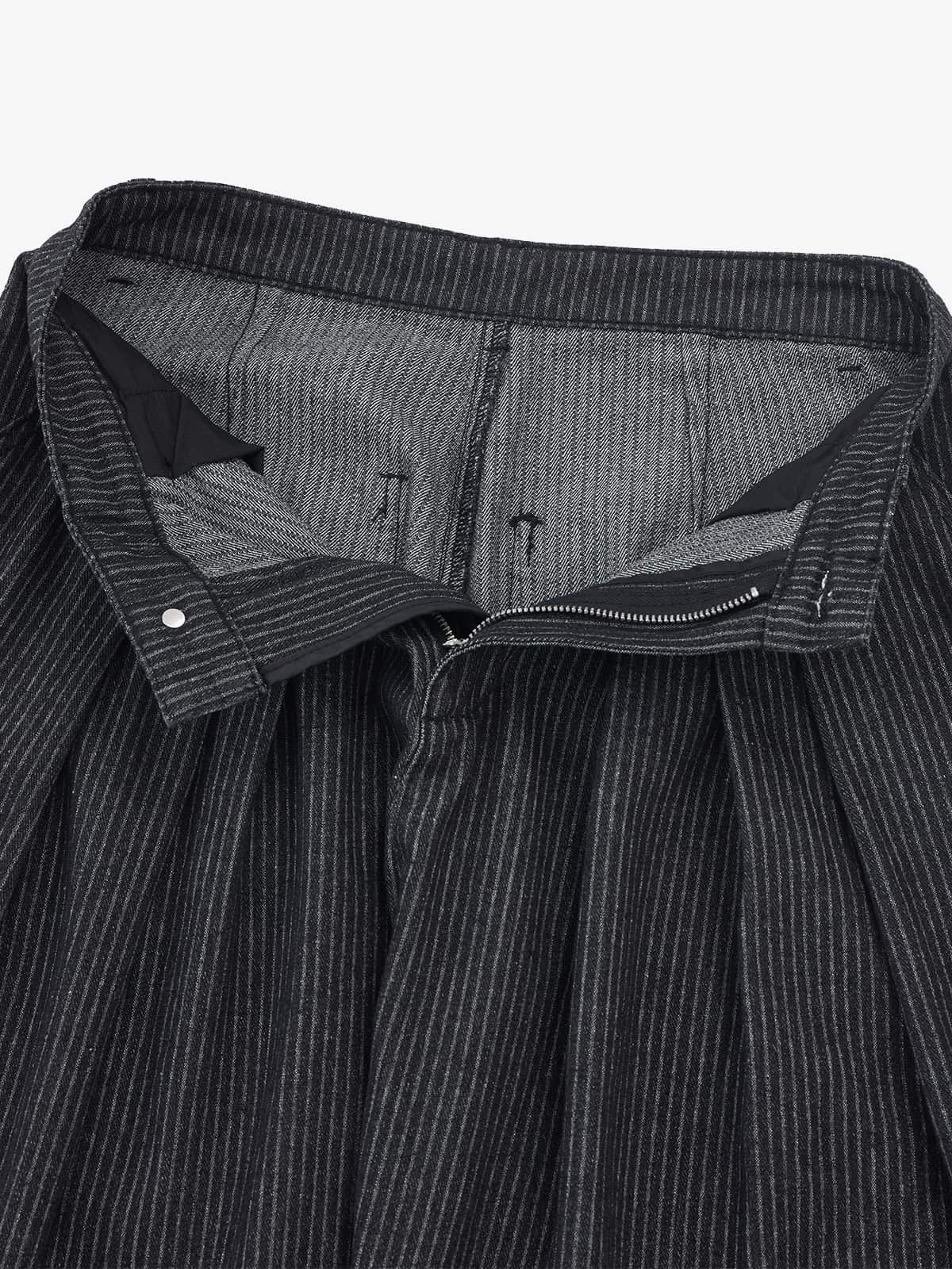 Vintage Pinstripe Pleated Wide-Leg Barrel Pants - Luxuryurbanwear