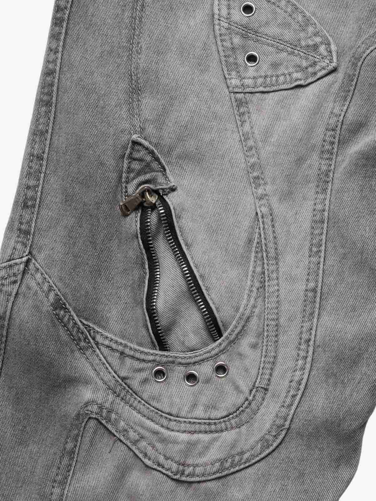 Vintage Distressed Curved Blade Barrel Jeans - Luxuryurbanwear