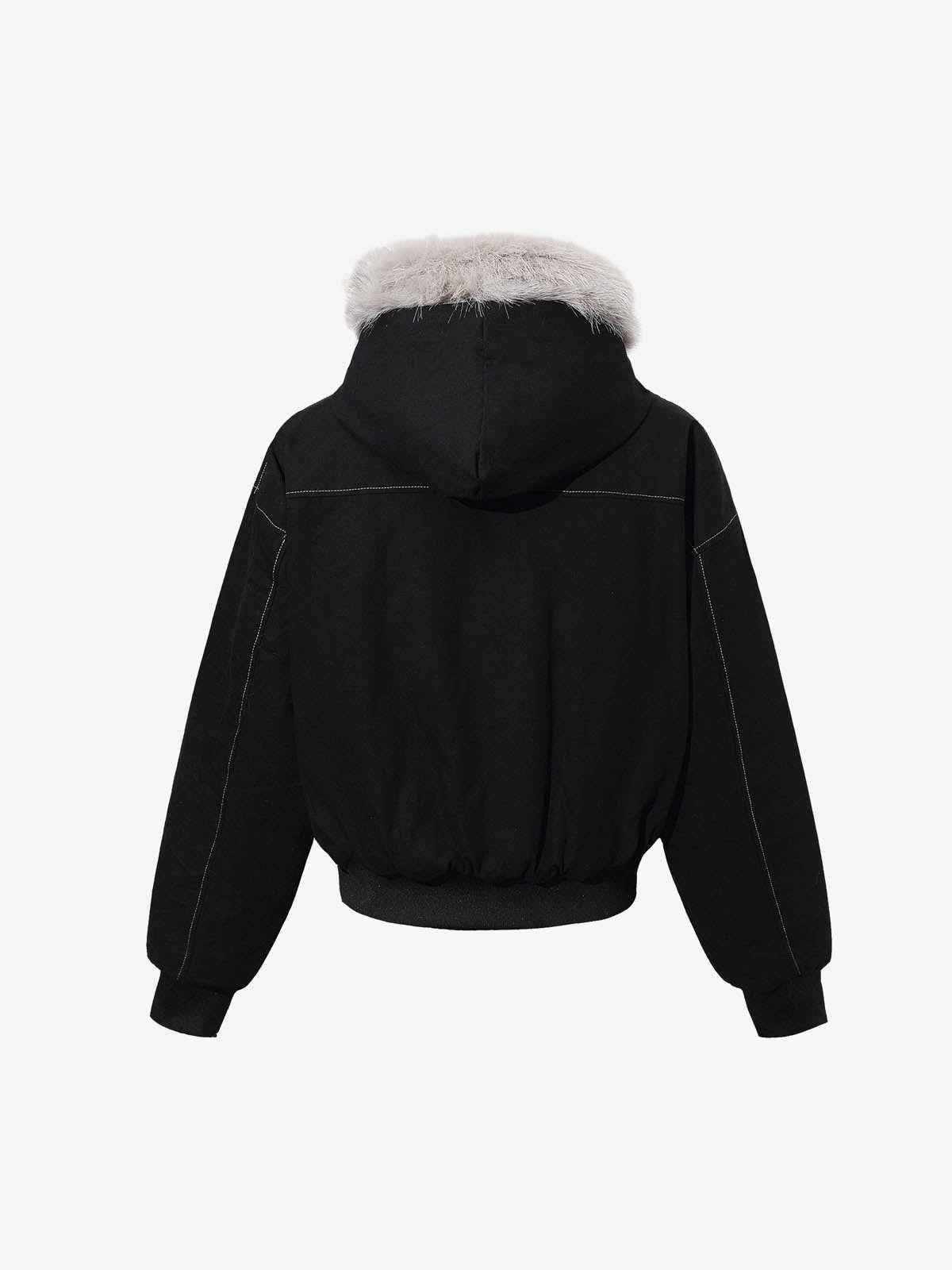 Faux Fur Hooded Padded Bomber Jacket