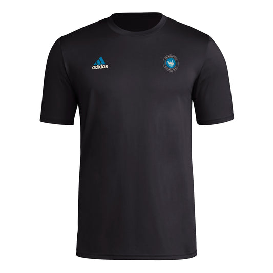 adidas Mens Short Sleeve Pre-Game T-Shirt Black/Charlotte Fc XX-Large