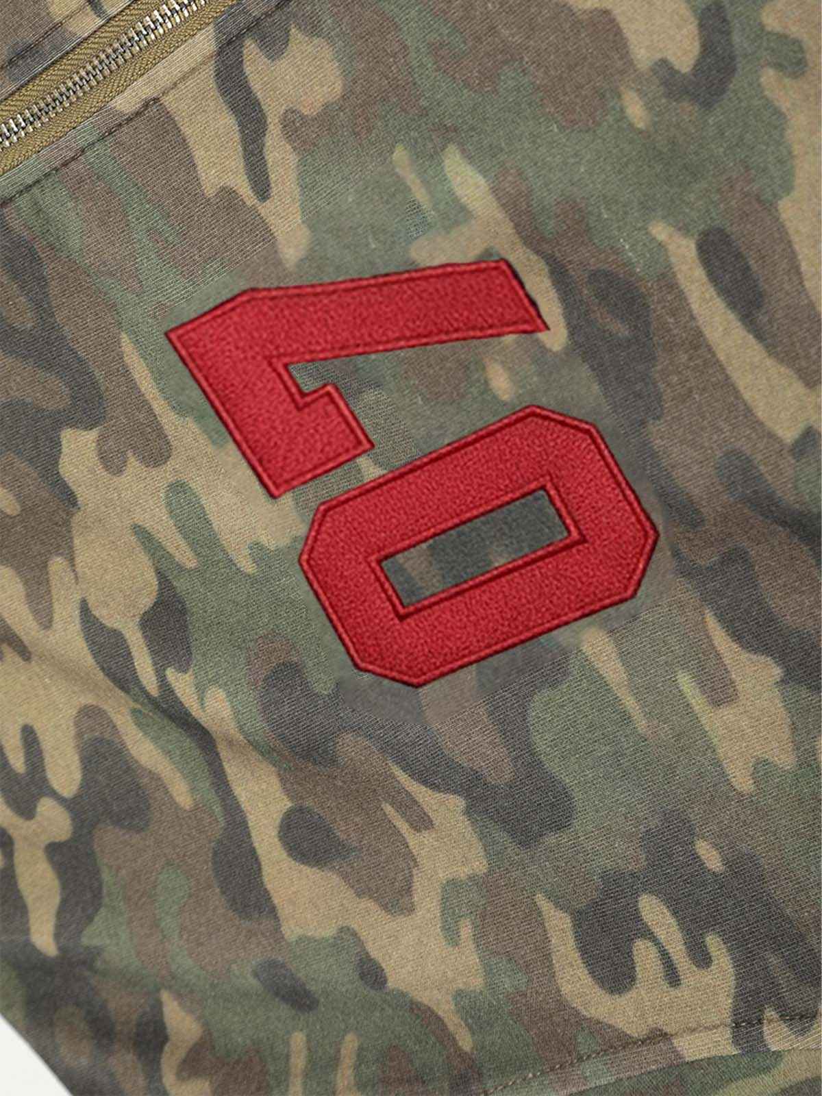 Vintage Heavy Embroidery Camo Zip-Up Hoodie