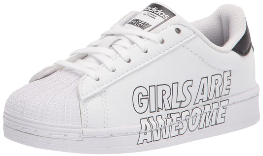 adidas Originals Superstar Sneaker White/White/Black (Girls are Awesome) 10.5 US Unisex Little Kid