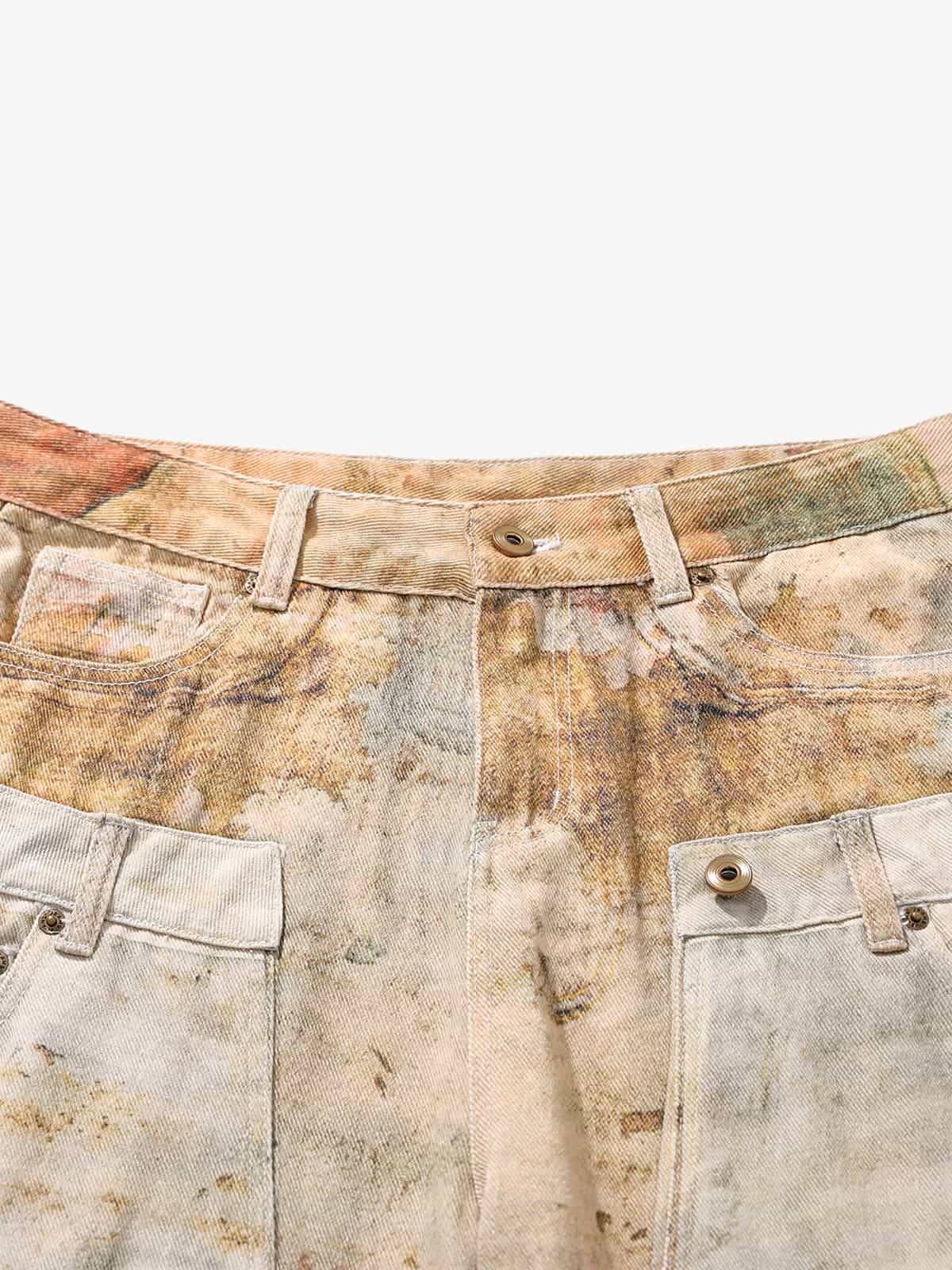 Vintage High Street Mud-Dyed Distressed Baggy Jeans - Luxuryurbanwear