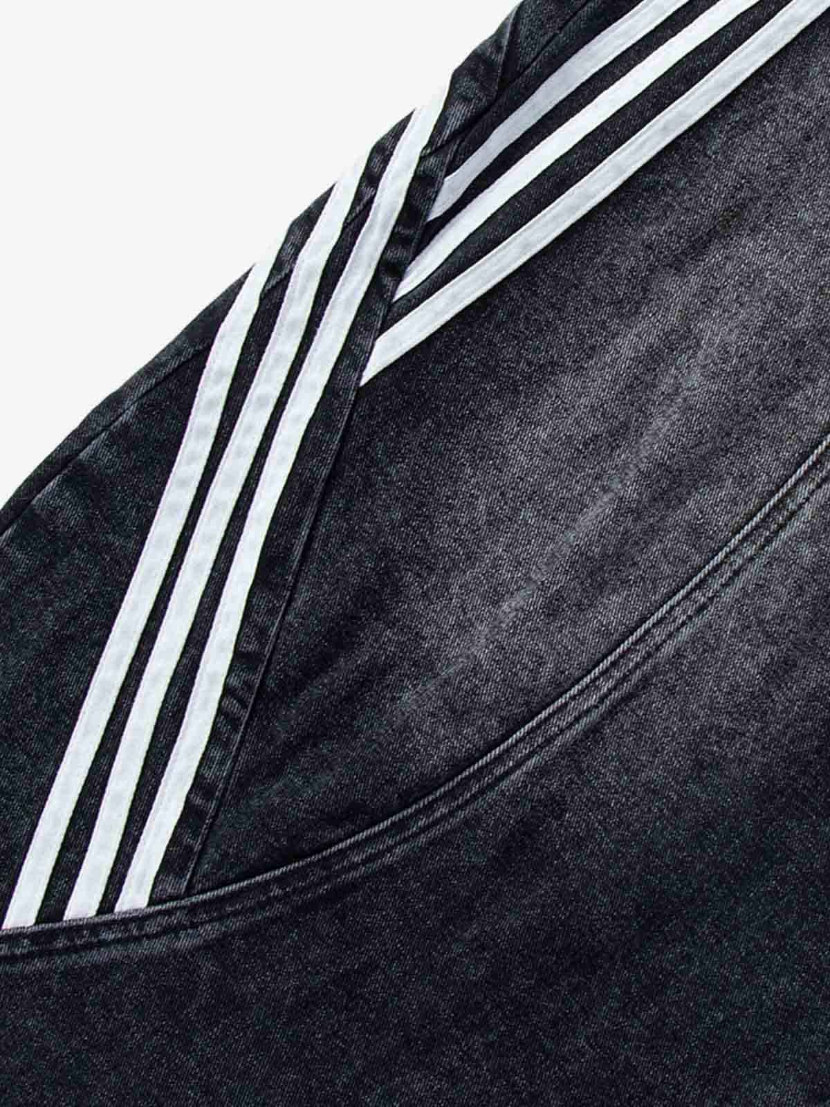 Contrast Stripe Panel Barrel Denim Jeans