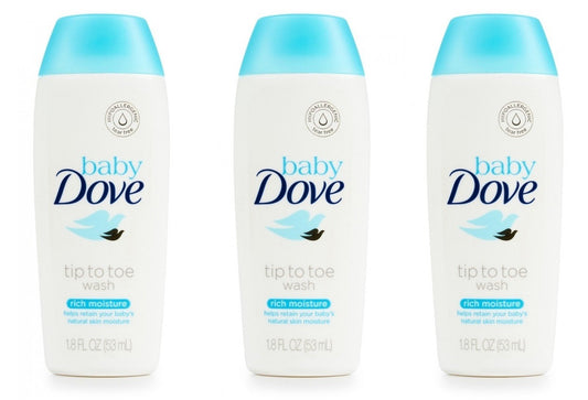 Baby Dove Body Wash Tip To Toe Sensitive Moisture 1.8 Oz Travel Size (Pack Of 3)