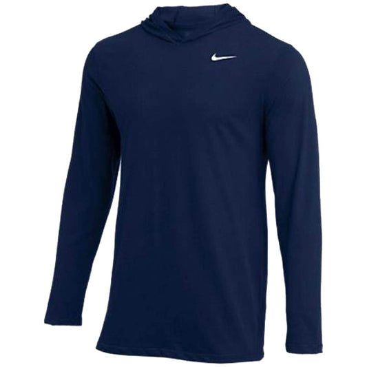 Nike Mens Dry Long Sleeve Hood Tee College Navy Size Medium