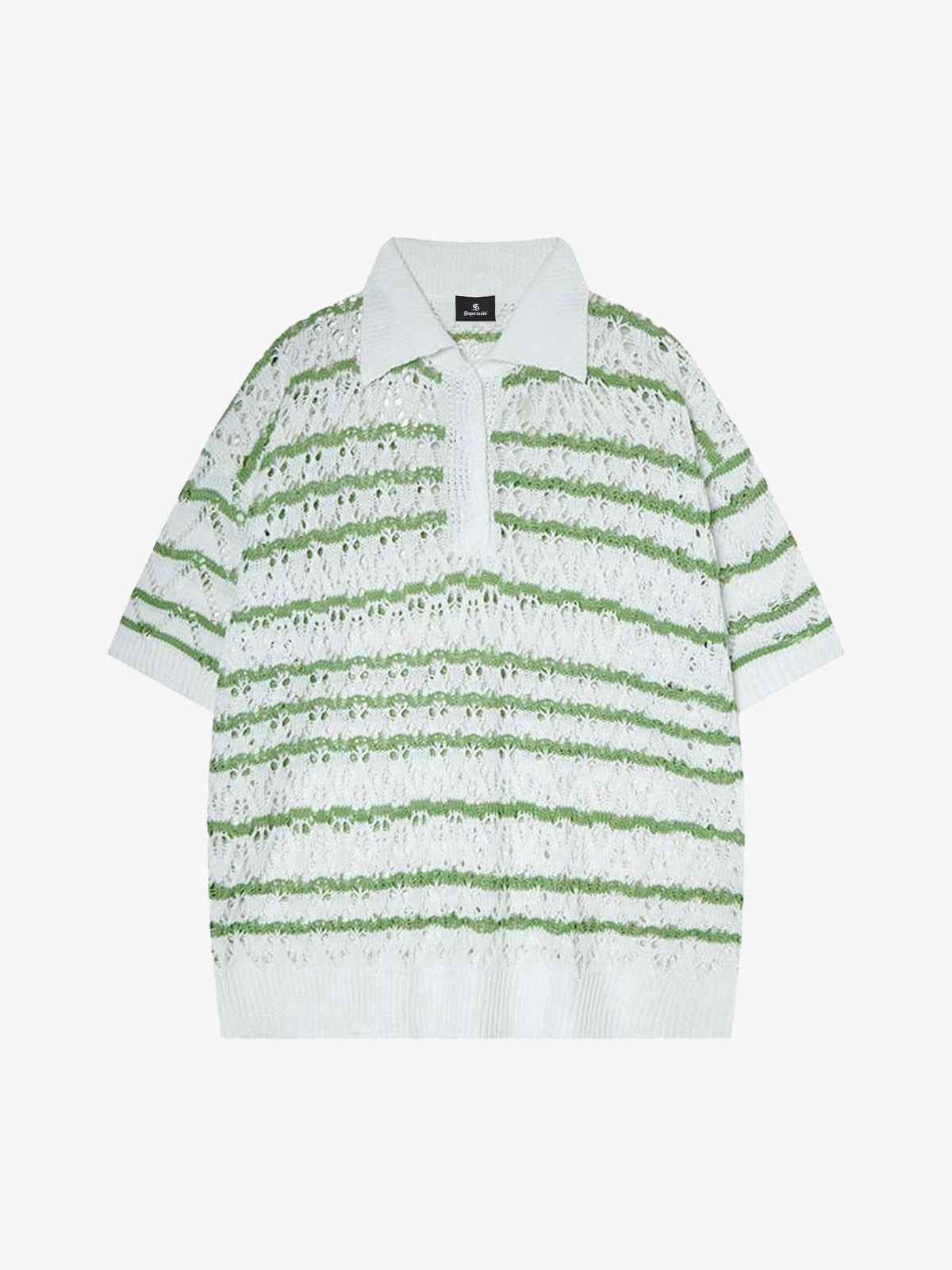 Retro Open-Knit Polo Shirt