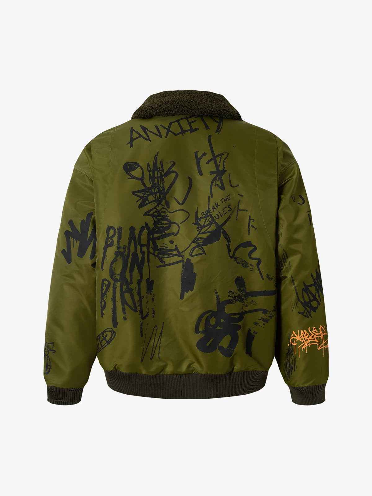 Street Graffiti Lamb Collar Flight Cotton Jacket