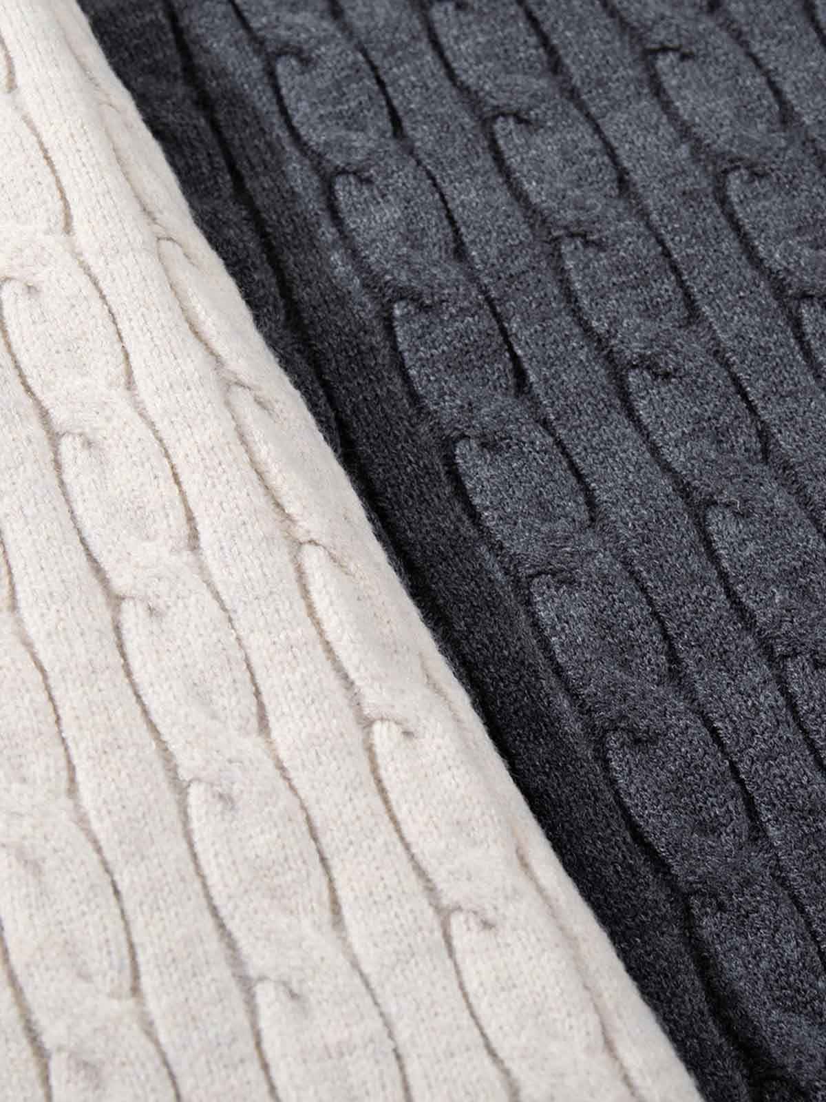 Cable Knit Half Zip Mock Neck Sweater