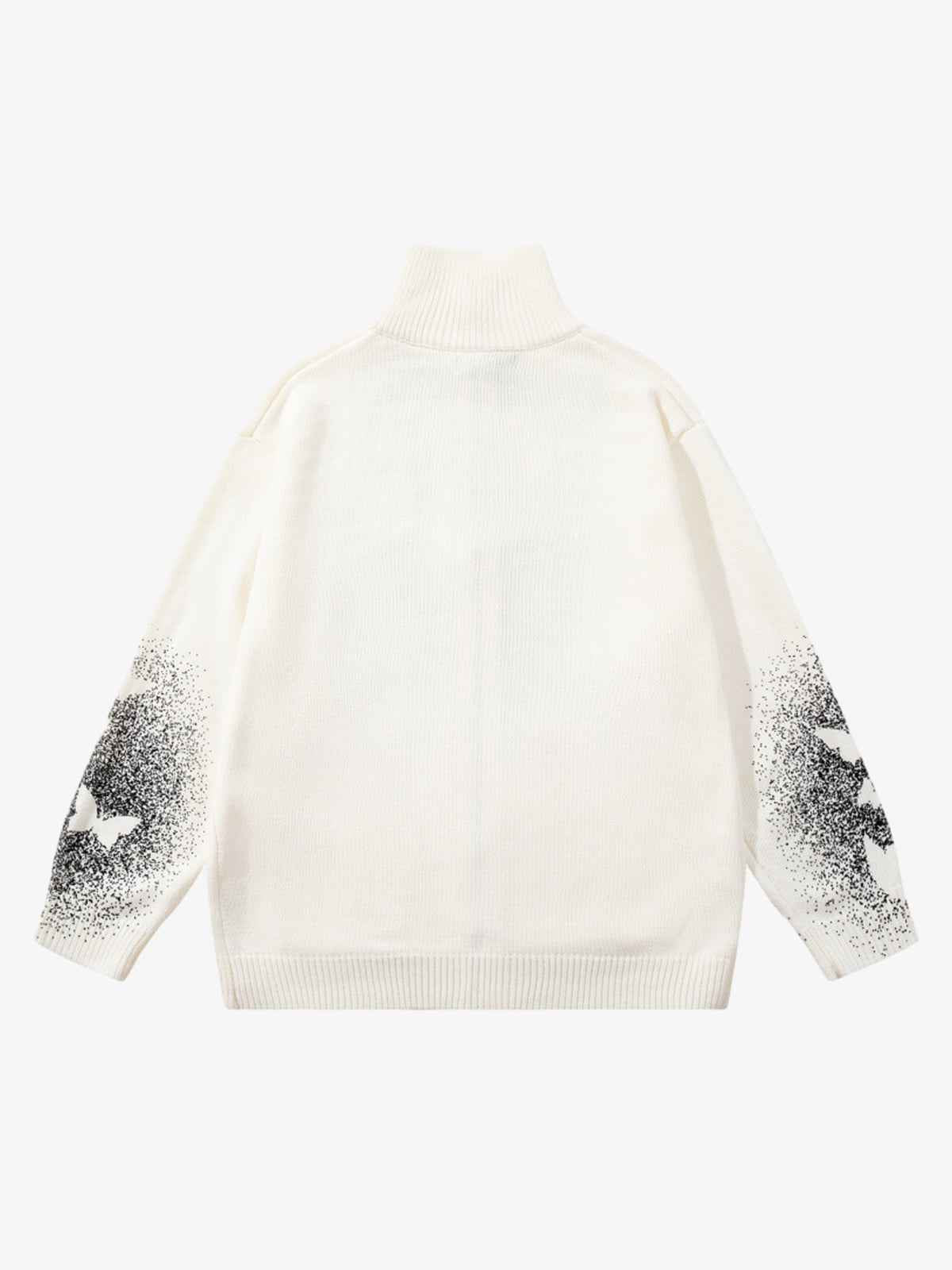 Street Dark Phantom Butterfly Stand-Collar Knit Cardigan Sweater