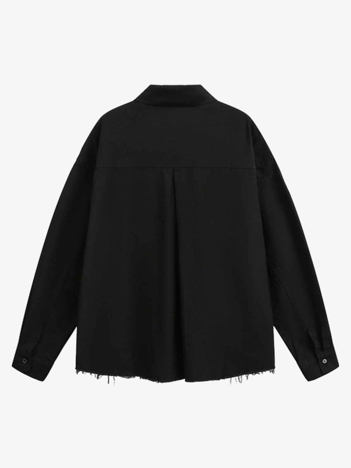 Fun Distressed Raw-Edge Printed Long-Sleeved Shirt