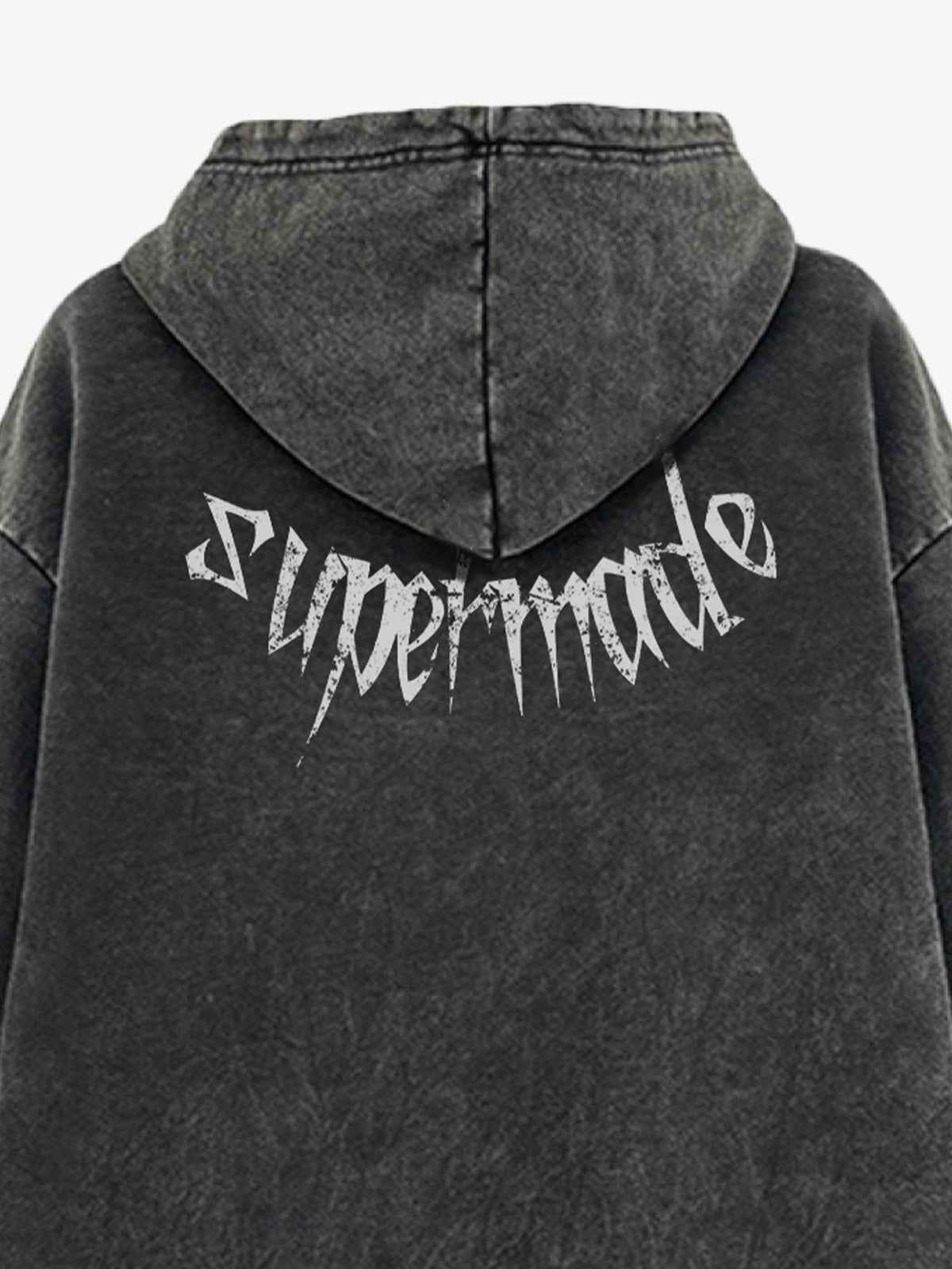 Gothic Devil Graphic Washed Hoodie