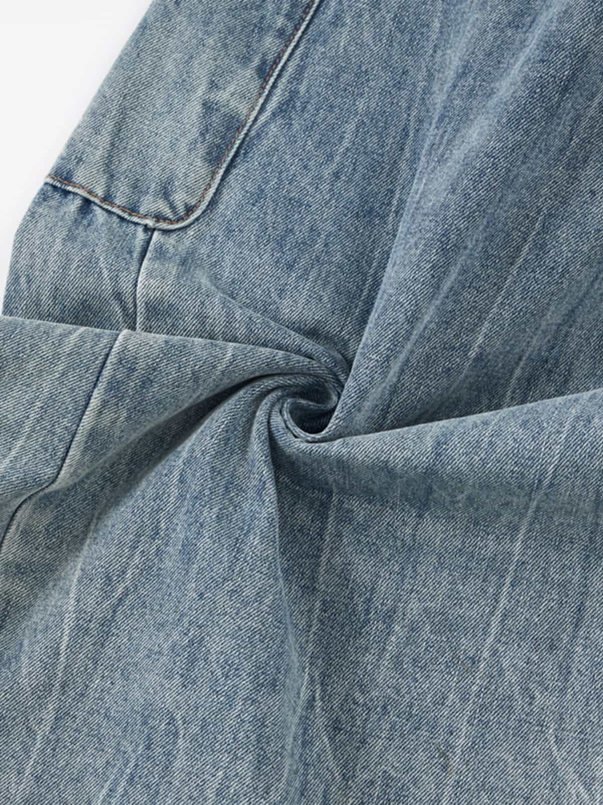 Vintage Cargo Pocket Washed Barrel Jeans - Luxuryurbanwear