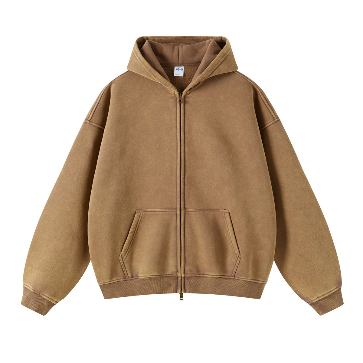 Retro Essence Vintage Washed Zip-Up Hoodie - Oversized | LuxuryUrbanwear - Luxuryurbanwear