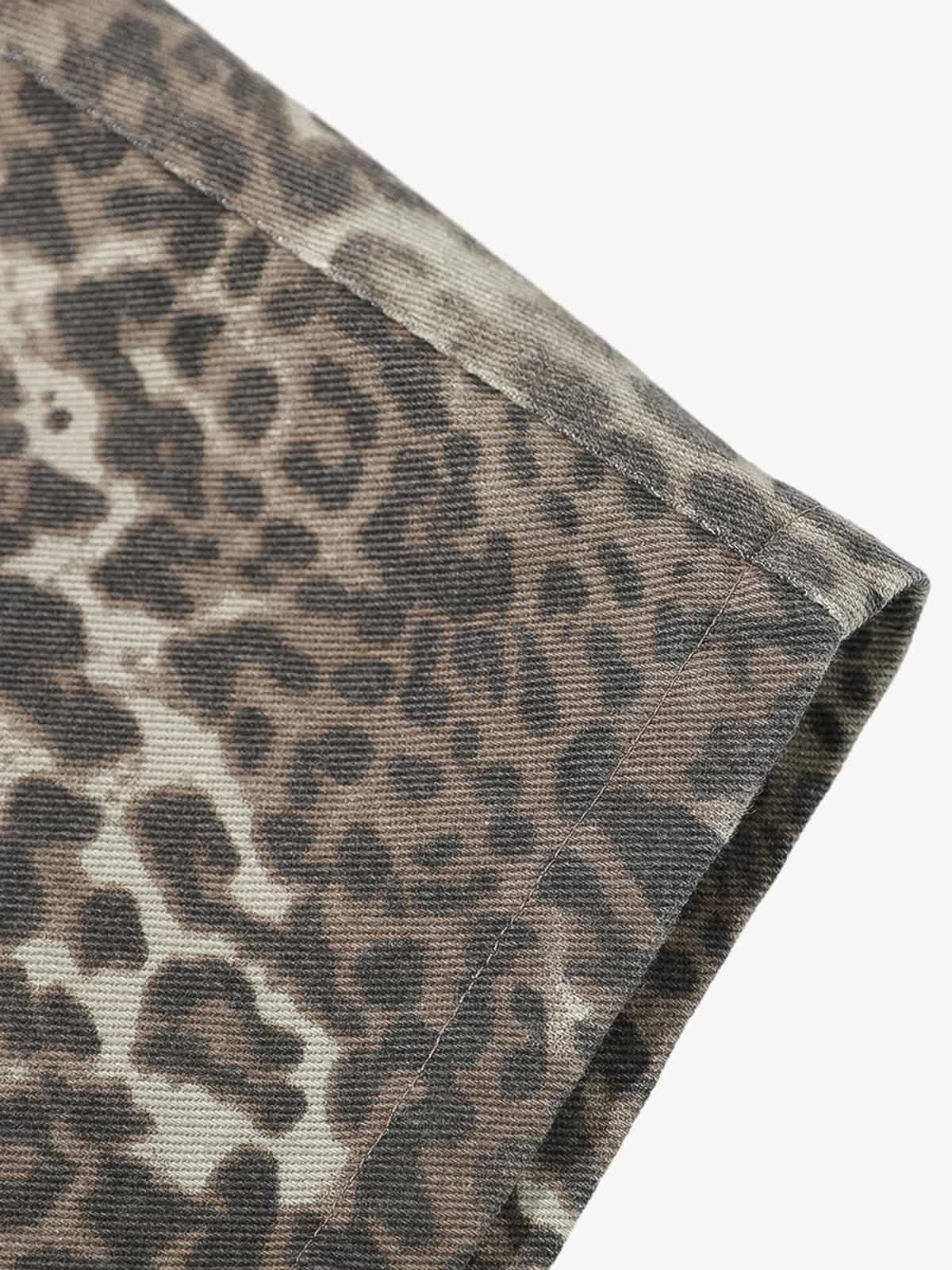 Vintage Leopard Print Cargo Barrel Pants - Luxuryurbanwear