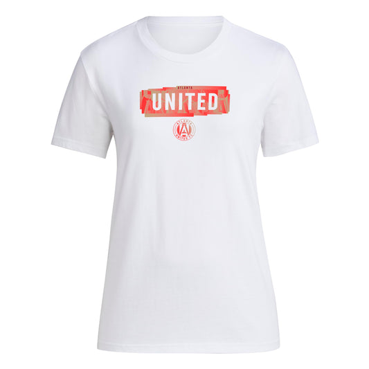 adidas Womens FC Short Sleeve Pre-Game T-Shirt White/Atlanta United Large