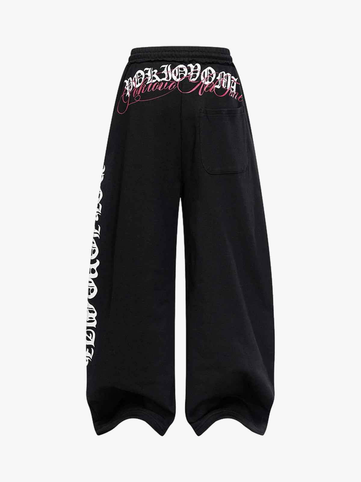 Retro Letter Print Drawstring Straight-Leg Wide Pants