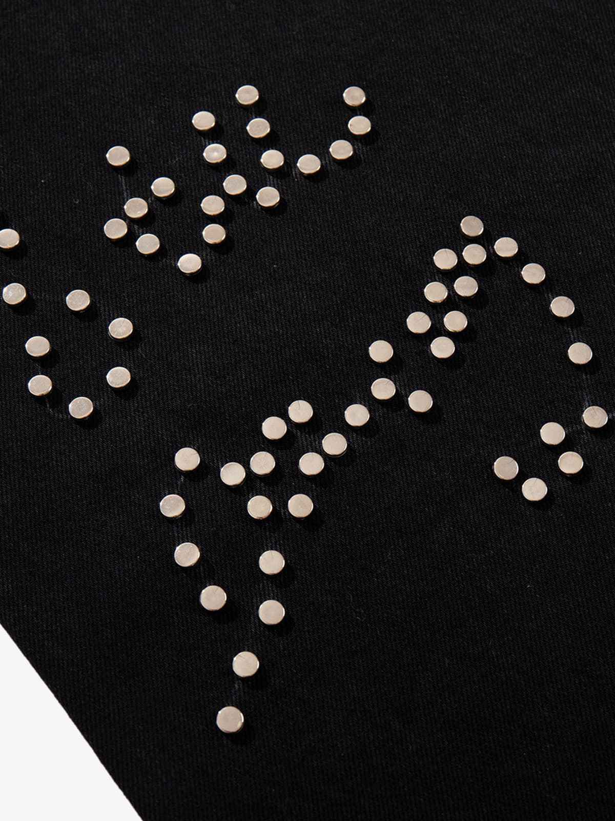 Retro Rhinestone Leopard Patch Music Note Straight Jeans