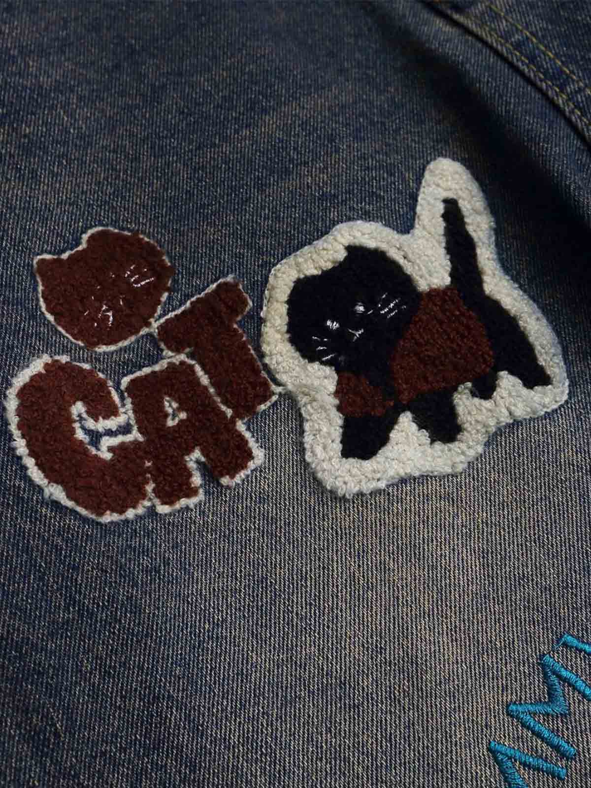 Retro Cartoon Graphic Heavy Embroidery Barrel Jeans - 2562 - Luxuryurbanwear