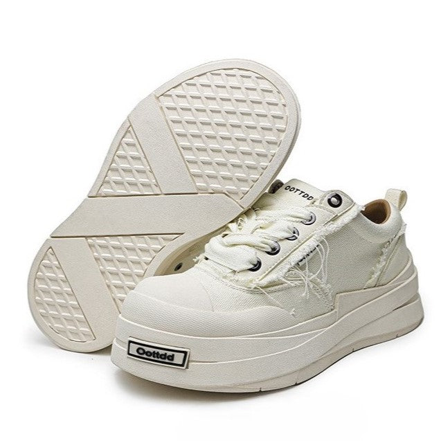 Raggedy | Distressed Canvas Sneakers - Luxuryurbanwear