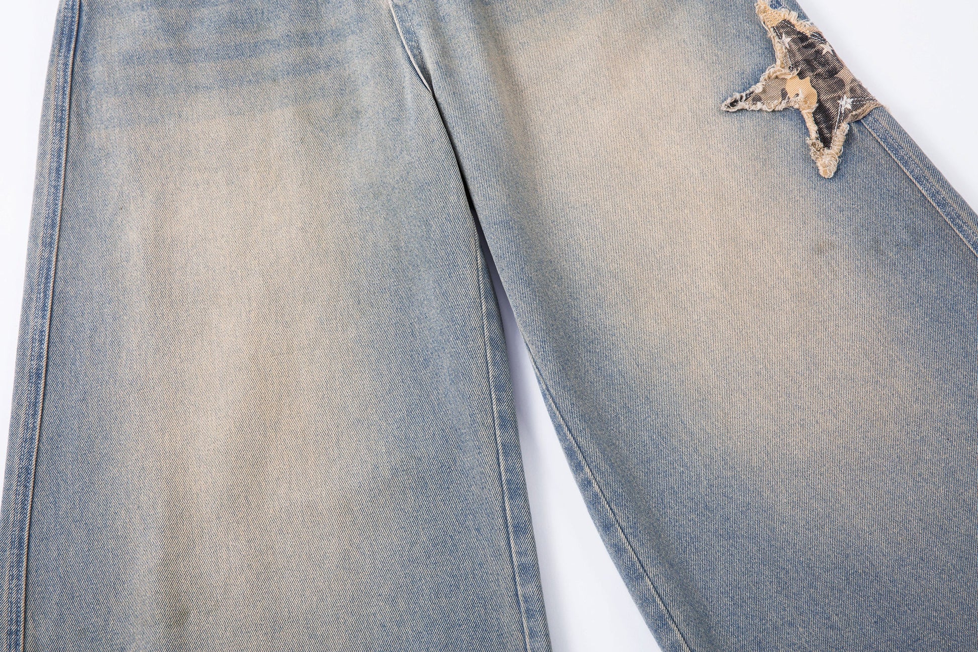 Camo Star Cuffed Denim | Baggy Streetwear Jeans - Luxuryurbanwear