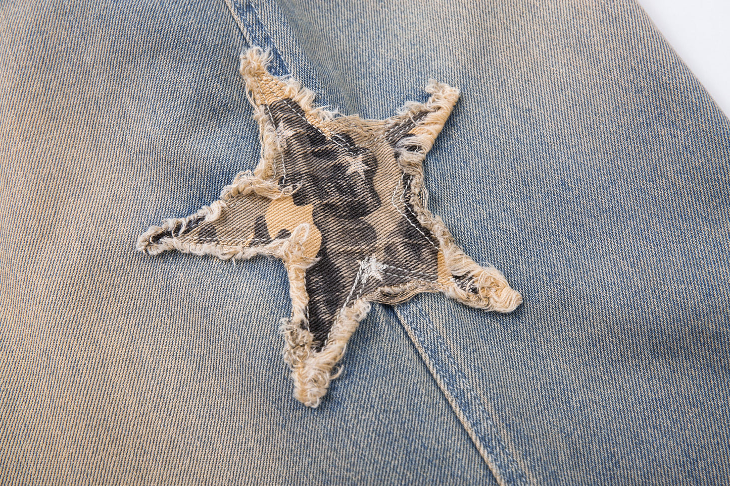 Camo Star Cuffed Denim | Baggy Streetwear Jeans - Luxuryurbanwear