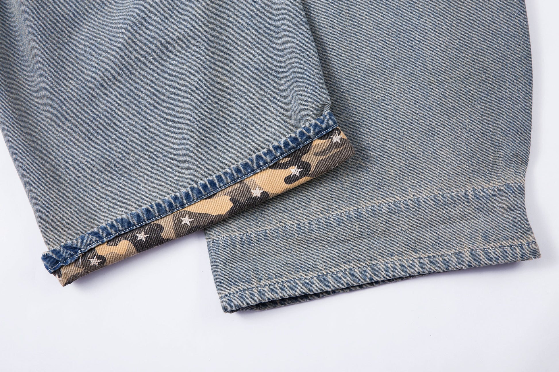 Camo Star Cuffed Denim | Baggy Streetwear Jeans - Luxuryurbanwear