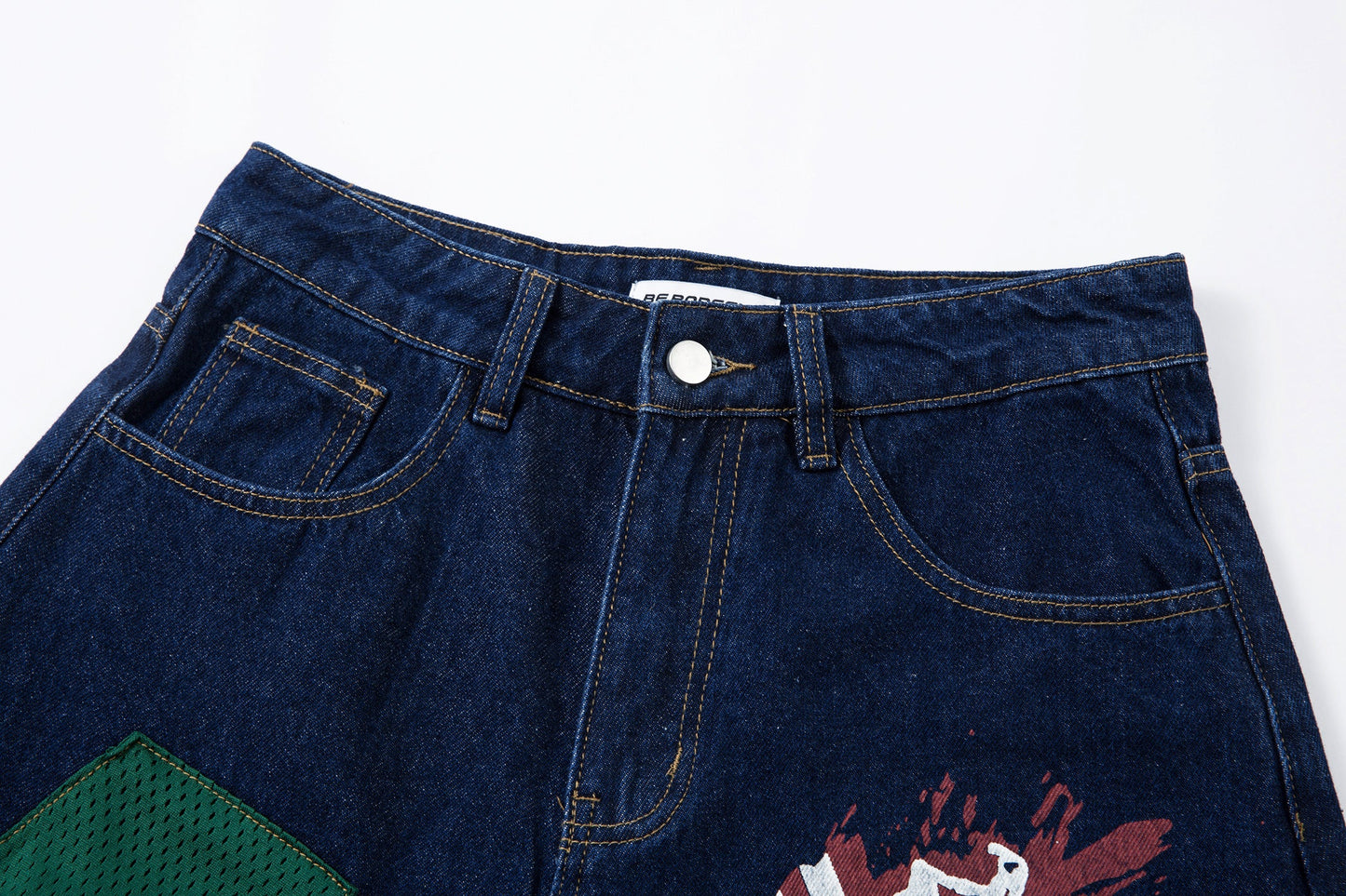 Retro High Street Style Trousers | Wide Leg Baggy Print Jeans - Luxuryurbanwear