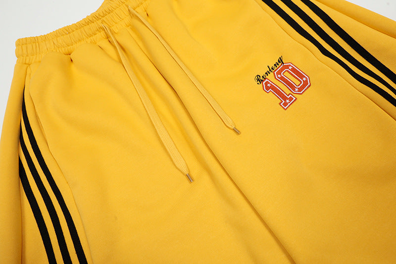 Vintage Side Stripe Pants | Wide Leg Fleece Streetwear Trousers - Luxuryurbanwear