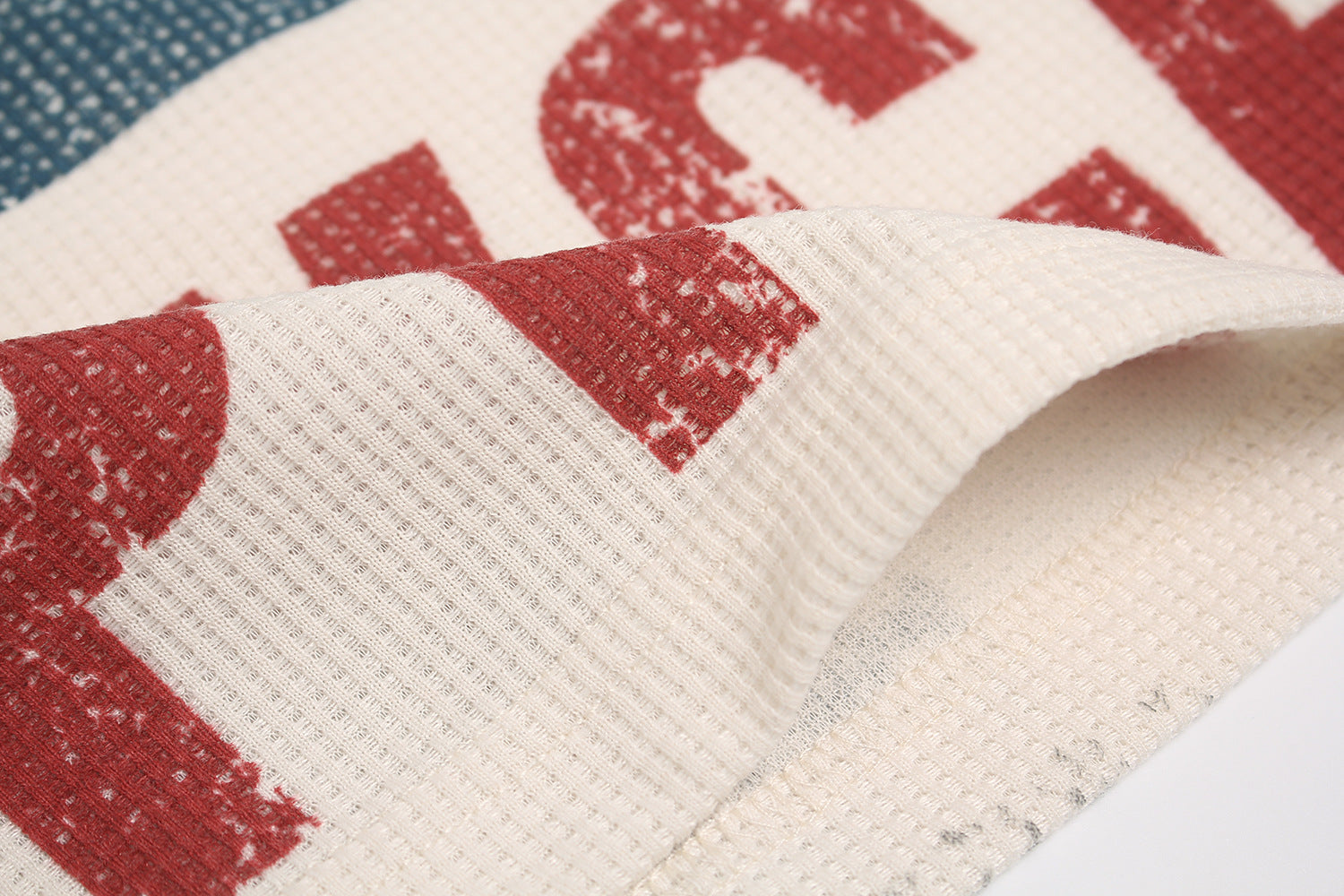 Graphic Print Crewneck | Waffle Knit Sweatshirt - Luxuryurbanwear