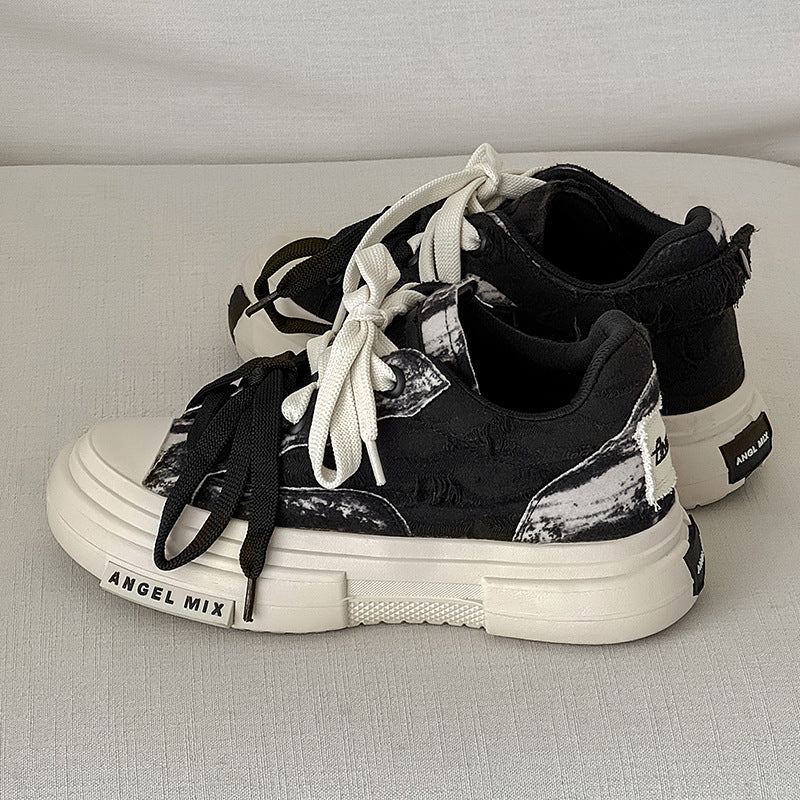 Duo Lace | Platform Canvas Sneakers - Luxuryurbanwear