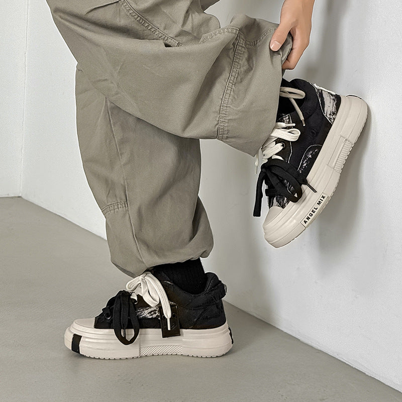 Duo Lace | Platform Canvas Sneakers - Luxuryurbanwear