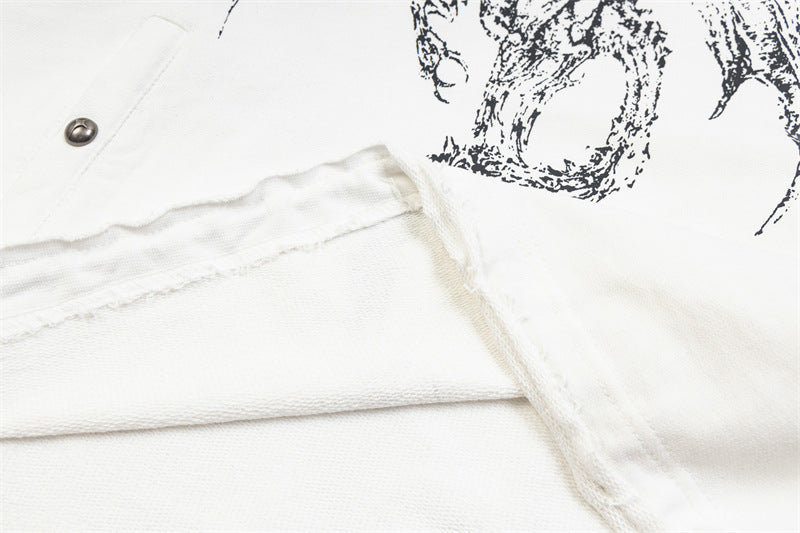 Dragon Bone Print Pullover | Retro Rivet Streetwear Hoodie - Luxuryurbanwear