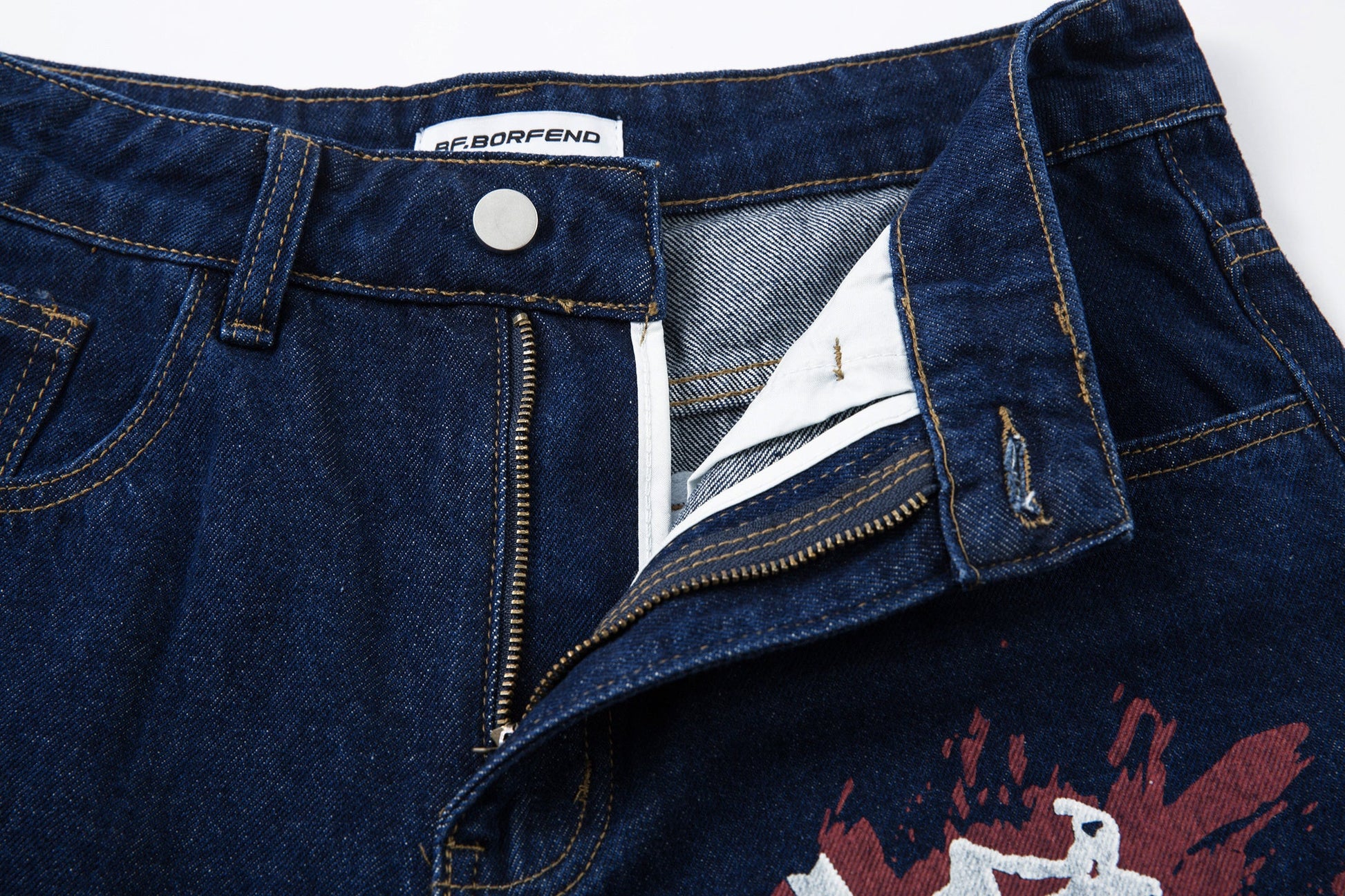 Retro High Street Style Trousers | Wide Leg Baggy Print Jeans - Luxuryurbanwear