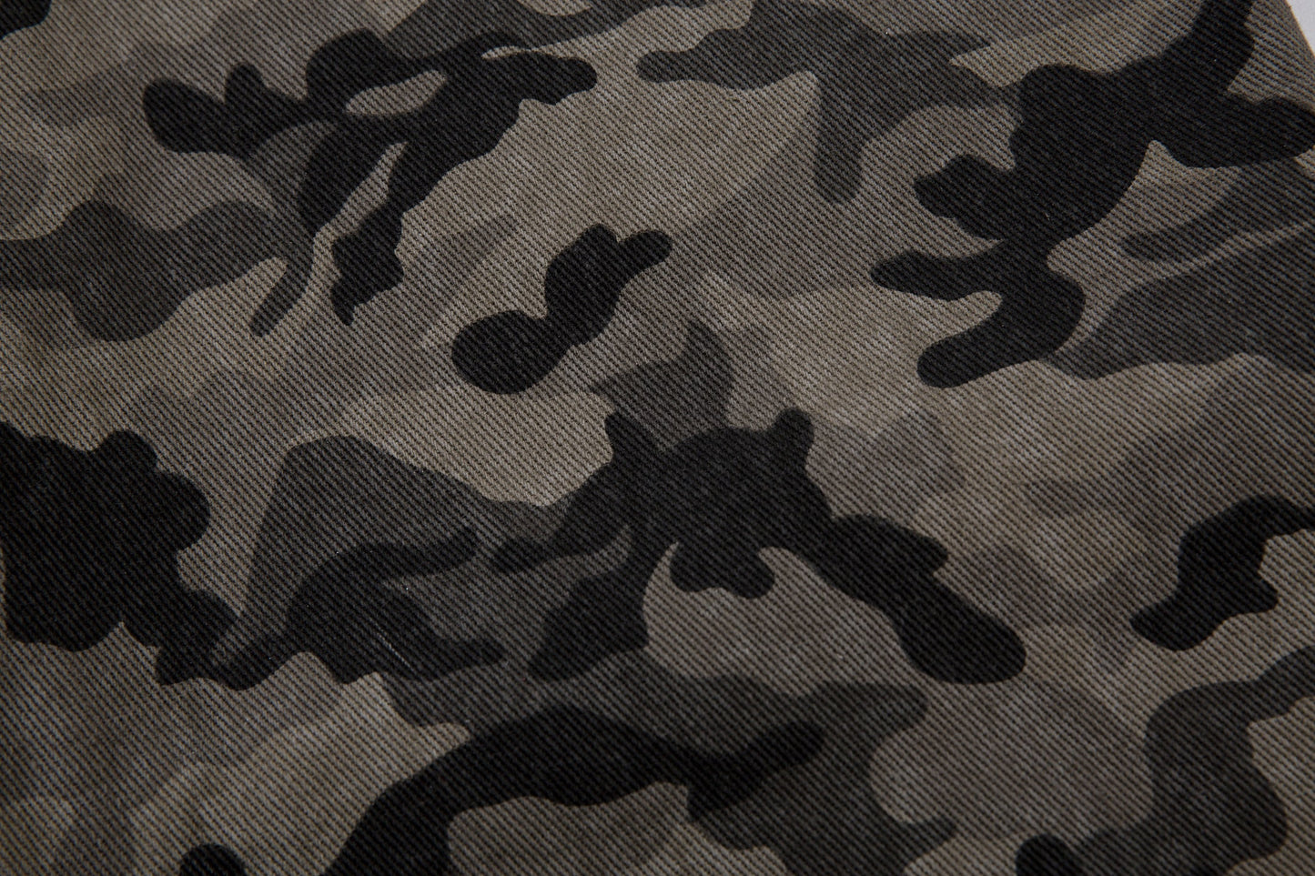 Y2K Vintage Wide Leg Pants | Camouflage Straight Denim Jeans - Luxuryurbanwear