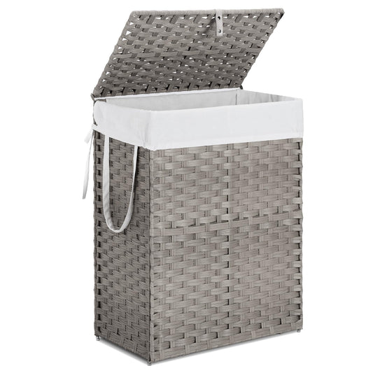 Sweetcrispy Laundry Hamper–Large Capacity Clothes Basket with Lid 23.8 Gallon (90L) Foldable Laundry Bin for Bedroom Bathroom and Laundry Room–Durable & Stylish Storage Organizer Dove Gray