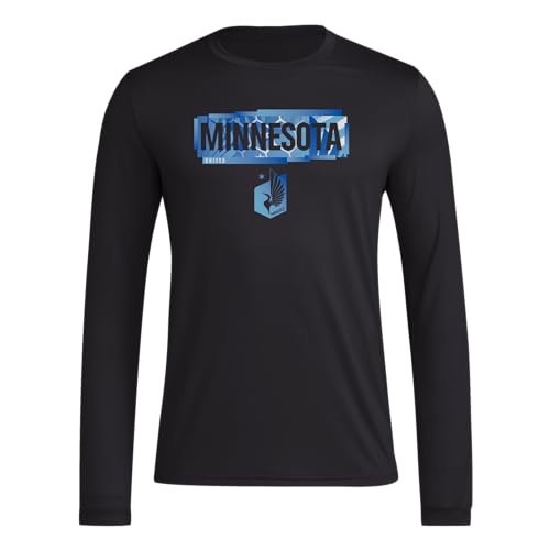 adidas Mens Size FC Long Sleeve Pre-Game T-Shirt Black/Minnesota United XX-Large Tall