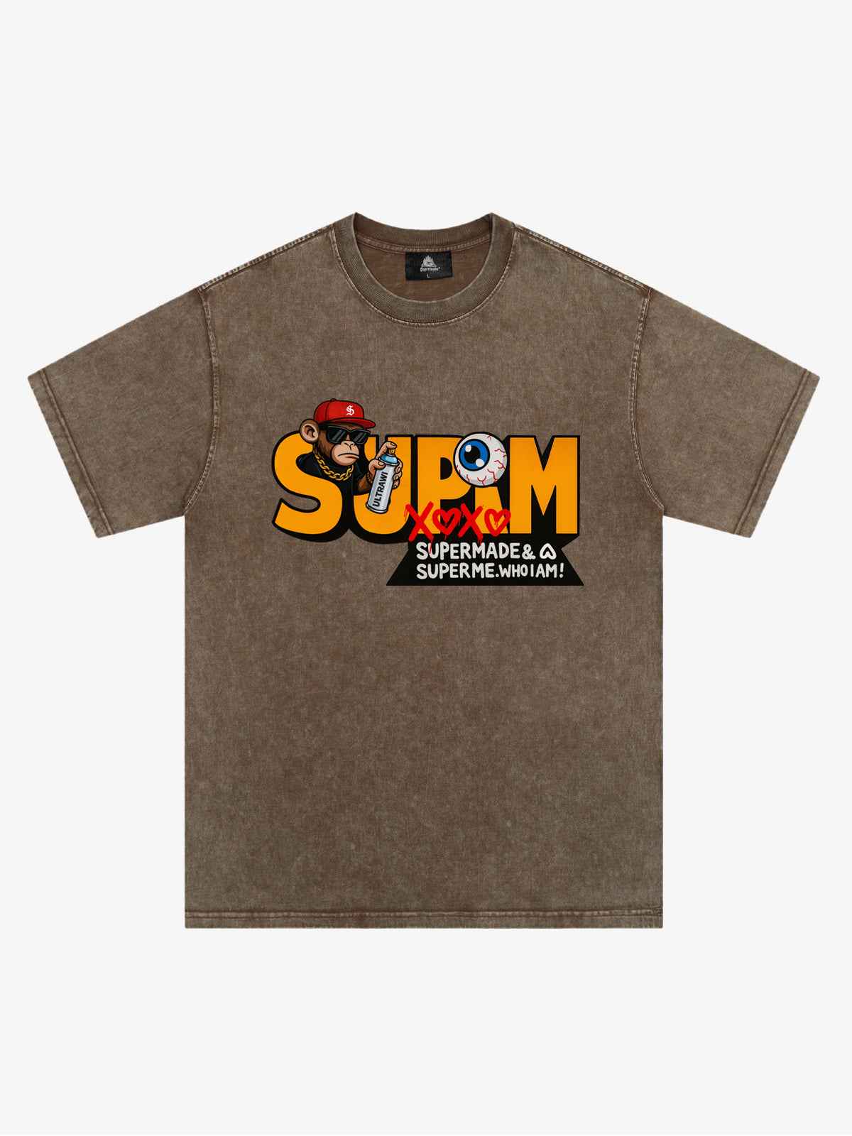 SUPM Trendy Hip-Hop Monkey Graffiti Font T-Shirt