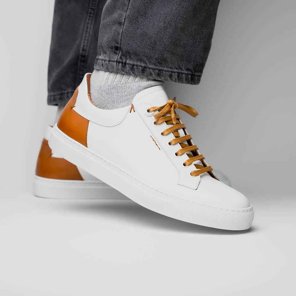 65-229-WHT Diaz Rubberized Calfskin Sneaker White
