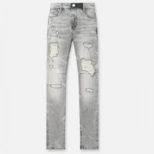 RTA Jeans Distressed Ripped Light Grey