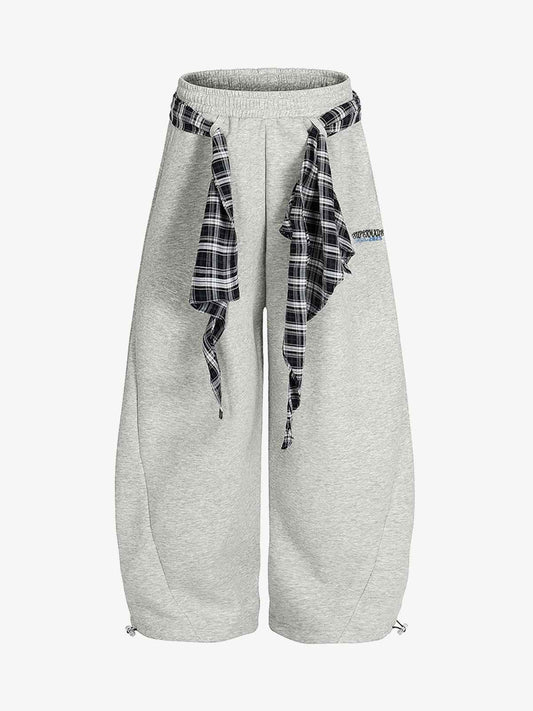 Street Detachable Plaid Waistband Machete Casual Pants