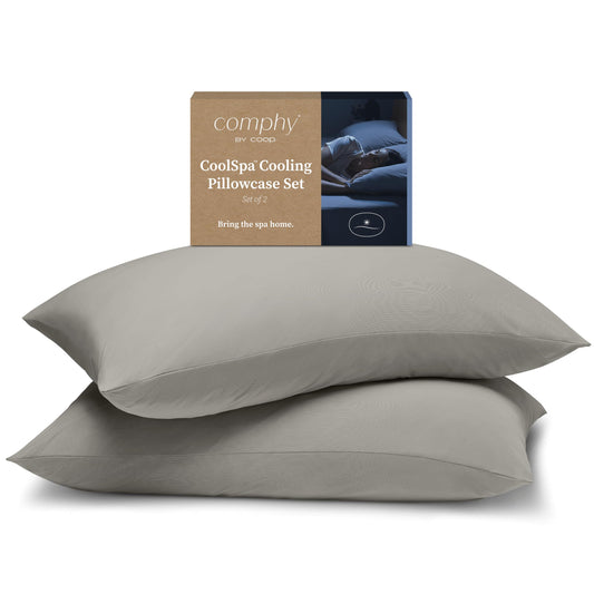 Coop Home Goods Comphy CoolSpa Cooling Pillow Case Set of 2 Dove Grey King Size Pillow Covers Luxury Spa Breathable Hotel Quality Pillow Cases