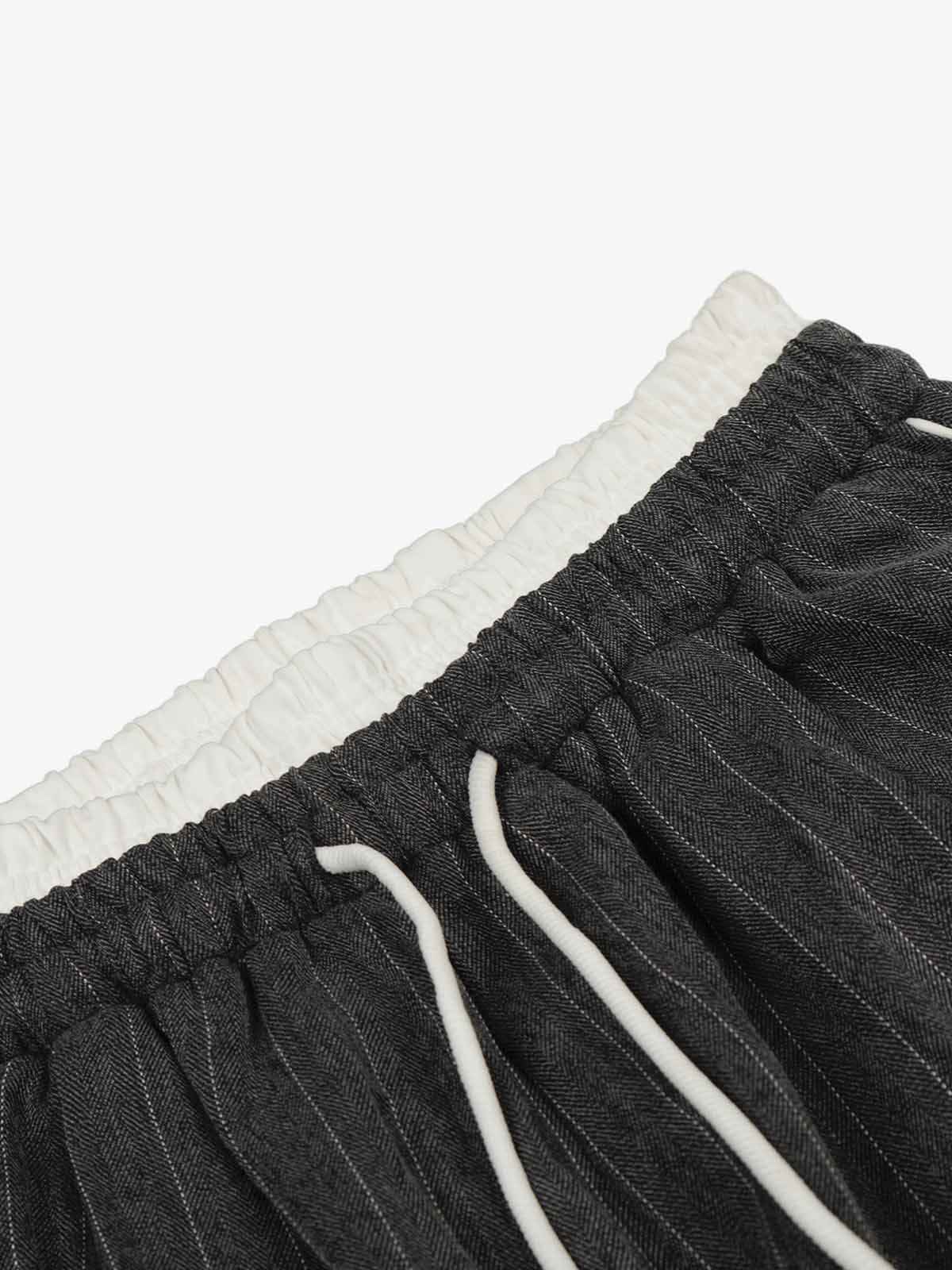 Pinstripe Elastic Waist Wide Leg Pants