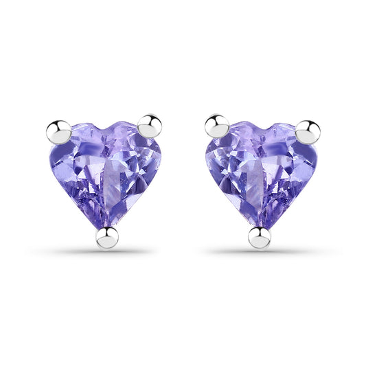 0.90 Carat Genuine Tanzanite .925 Sterling Silver Earrings