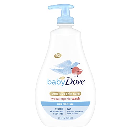 Baby Dove Sensitive Skin Care Baby Wash For Baby Bath Time Rich Moisture Tear-Free and Hypoallergenic 20 oz (Packaging May Vary)