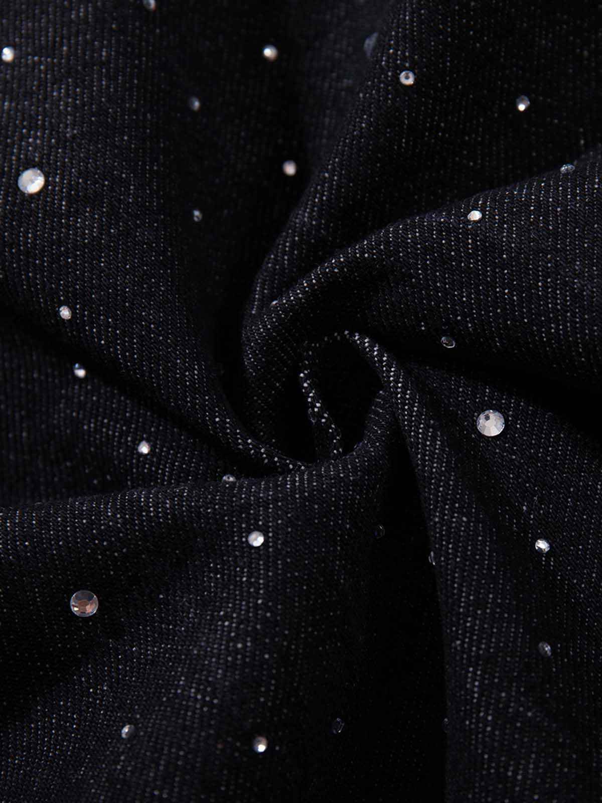 Star Rhinestone Embellished Baggy Jeans